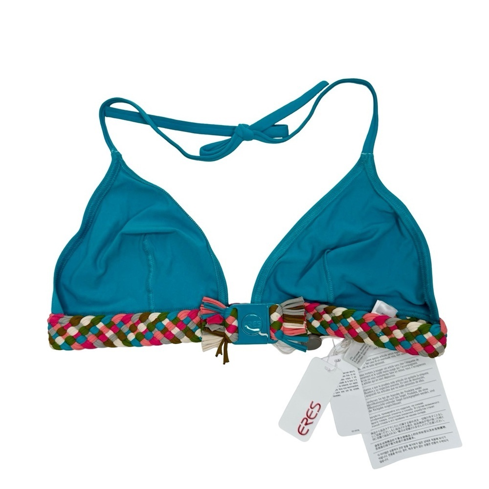 NWT ERES “Mambo Poncho” Braid Fringe Trimmed Triangle Bikini Top Turquoise 42/10 - Picture 9 of 15